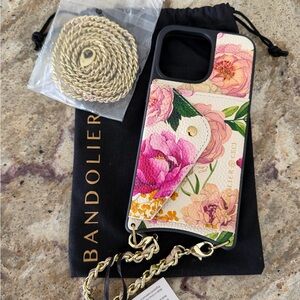 Bandolier-Lily-iPhone 15 Pro Max-Ceci Ivory Floral Gold - NWT